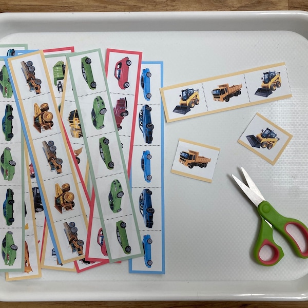 Transportation Cutting Strips - Cars Trucks Vehicles - Preschool Printable - Scissor Practice Toddler - Montessori Activity - Cut Skills PDF