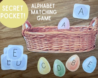 Easter Basket Alphabet Egg Matching - Montessori Hands On Activity - Preschool Toddler Kindergarten Letters - Spring Game Cards PRINTABLE