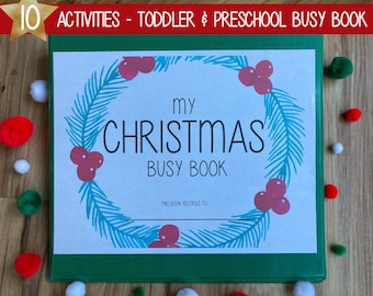 Christmas Busy Book - Preschool Printable - Winter Learning Binder - Toddler PreK Homeschool - Matching Games - File Folder Activities