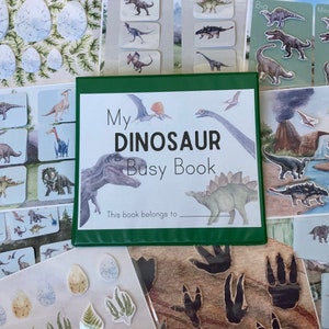 Dinosaur Busy Book - Learning Binder - Preschool Printable - Toddler Activity - Jurassic T Rex - Matching Counting Alphabet - Homeschool