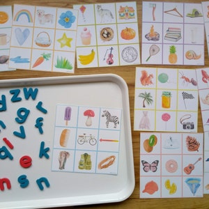 Voorschoolse klanken Begingeluiden Matten - Voorlezen van letters Alfabet - Geluid uit - Afdrukbare drukke tas-activiteit - Homeschool PreK