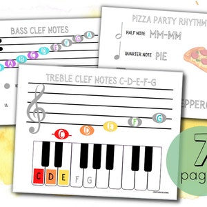 Music Notes & Rhythm Busy Book Binder Learning Activity Pack - Treble Bass Clef - Piano Note Notation Practice - Montessori Homeschool PRINT