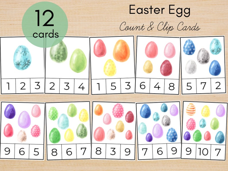 Easter Egg Number Clip Counting Cards 0-10 Toddler Preschool