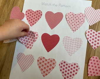 Valentines Pattern Matching Busy Book - Preschool Printable - Learning Game - Color Match - Toddler Montessori Activity - File Folder Hearts