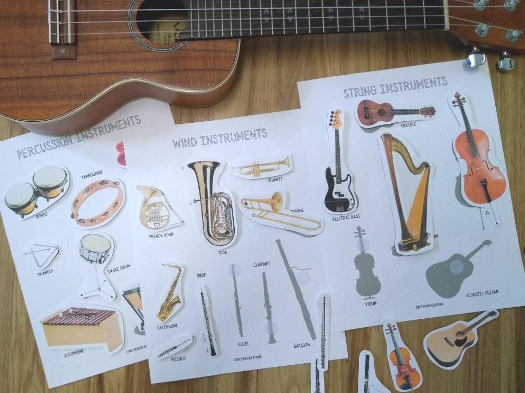 Musical Instruments Matching Sorting Busy Book Binder Learning Pages Toddler Preschool Prek