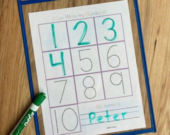 Number Tracing - Preschool Printable Counting - 1-10 Toddler Worksheet - Pre-Writing Handwriting - Kindergarten Name Work - Homeschool