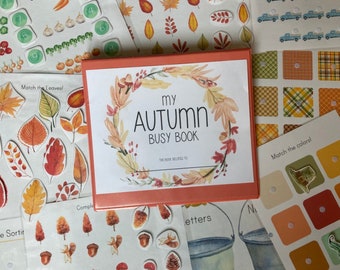 Fall Autumn Learning Binder - Preschool Busy Book - Letter Matching - Colors Counting Numbers 1-10 - Leaves Pumpkins Unit Study - Homeschool