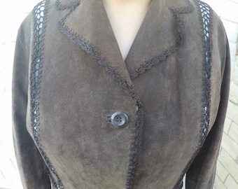 60's Vintage Brown Leather Jacket w/Stiching