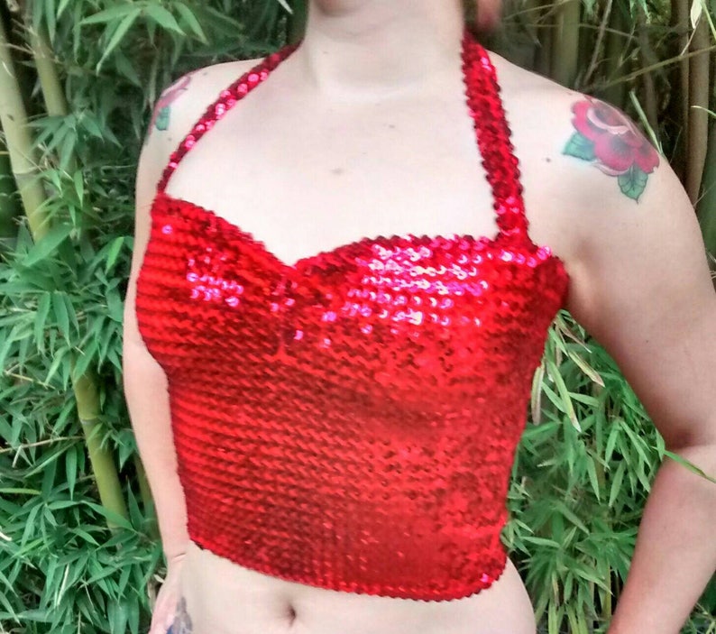 Sale Burning Up Vintage Frederick/'s of Hollywood Red Halter Top