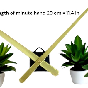Clock mechanism with long hands. Minute hand 29 cm (11.4 inches) Color gold