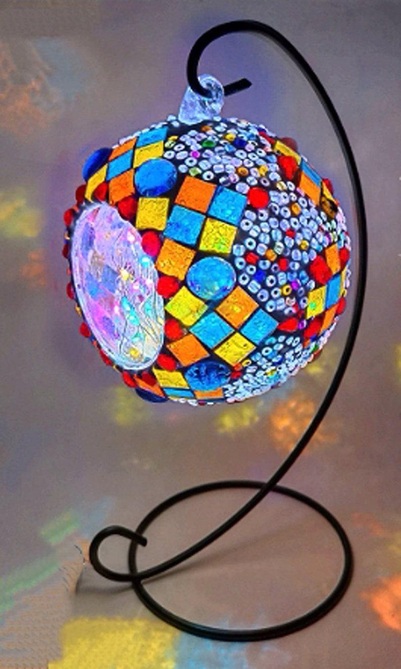DIY Hanging Candle Holder Stained Glass Lamp Mosaic Night Etsy