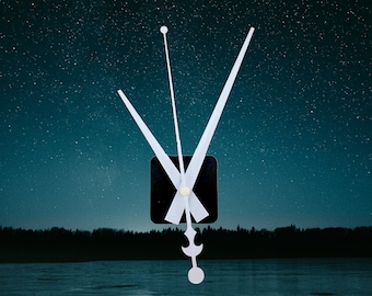 Silent quartz clock movement. Long hands for wall clocks. Clock accessories. White clock hands.