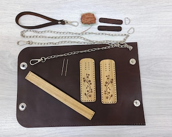 DIY leather bag sewing kit. DIY leather sling bag pattern. DIY leather bag kit. Sew it yourself.