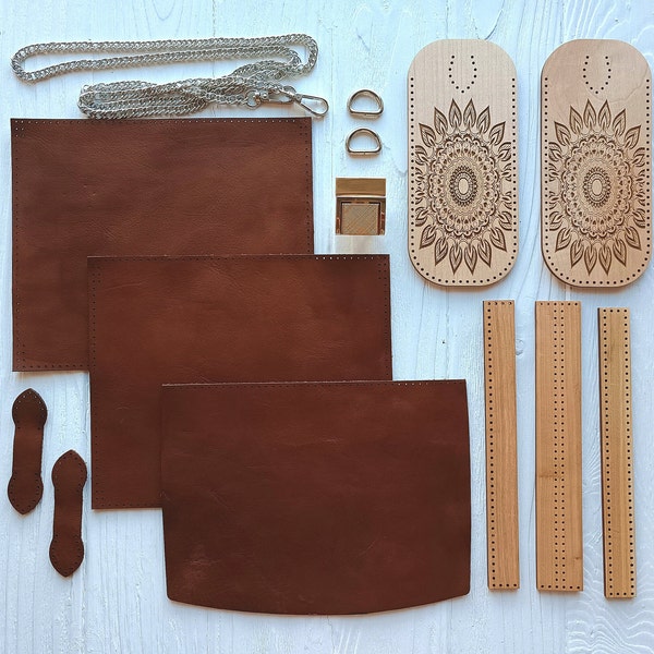 Set to sew a bag made of genuine leather yourself. DIY bag. Sew it yourself