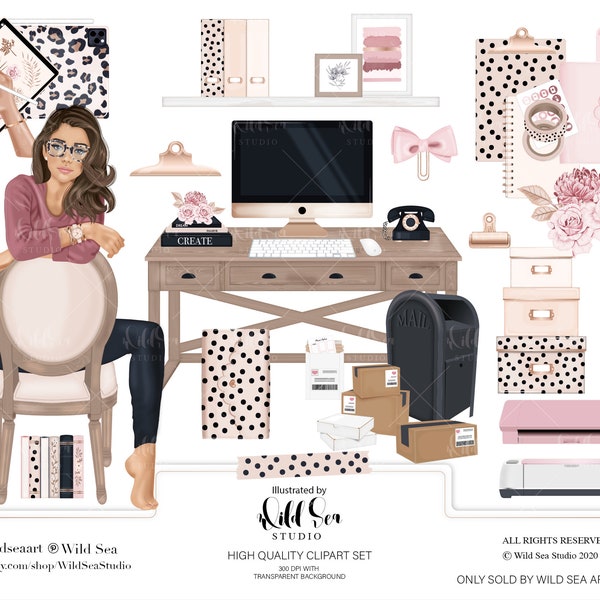 Office Girl Clipart Set, Clip Art, Office, Planner, fashion girl, boss,