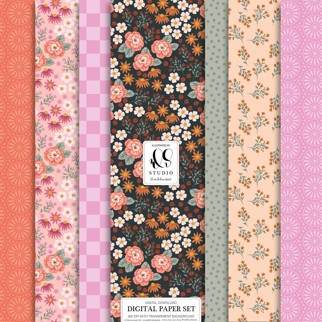 Cozy Fall Digital Paper Set, Surface Patterns, Repeatable ...