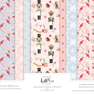 Conjunto de papel digital para balé O Quebra-Nozes, Natal, Quebra-Nozes, Padrões sem costura, Para imprimir