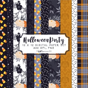 Conjunto de papeles digitales de Halloween, otoño, floral, celestial, descarga digital instantánea