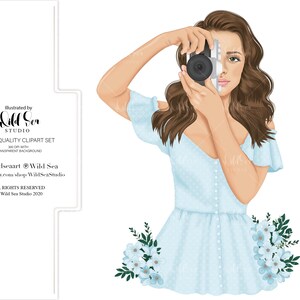 Ferme printanière Clip Art, oeuvre d'art imprimable, floral bleu, fille de l'agenda, téléchargement numérique