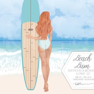 Beach Bum clip art set, girly, fashion, vacation, travel, surf, surfer girl, summer, beach