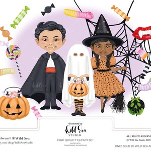 Trick Or Treat Kids Clipart set, Digital download, printable art, Halloween, fall, kids, halloween candy
