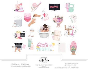 Self Care Icon Clipart, Digital Stickers, PNG's, me time, appointment reminders, icons