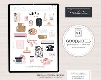 Productive Stickers for GoodNotes, pre cropped, digital planner stickers, office, planner, creative, boss babe