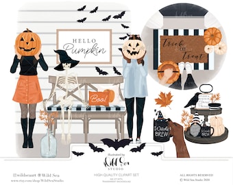 Trick Or Treat Clipart set, fall, halloween,