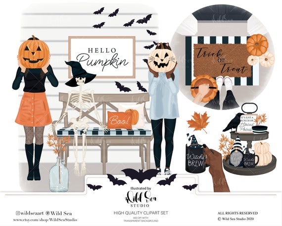 Download Trick Or Treat Clipart Set Fall Halloween Etsy
