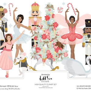 Conjunto de clipart do balé Quebra-Nozes, Natal, quebra-nozes, fada açucarada, bailarina floco de neve, Clara