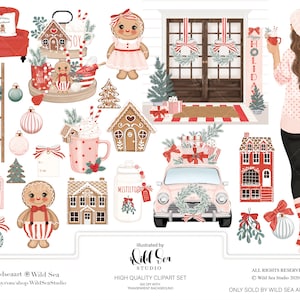 Lebkuchen Weihnachten Clipart Set, Mode Mädchen, Urlaub, Lebkuchen Mädchen, Lebkuchen Junge, girly Urlaub