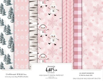 Snow Day Digital paper set, snowflakes, winter, cozy