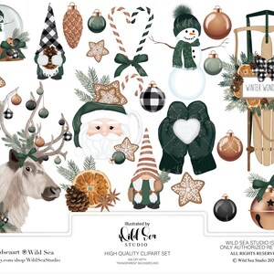 Winter Wonderland Holiday Clipart set, gnomes, Buffalo plaid, Reindeer, orange spice. Christmas, snow