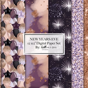 New Years Digital Paper set, celebrate, fireworks