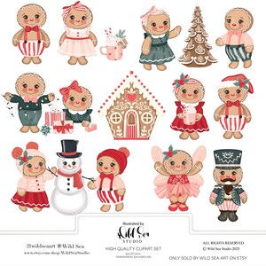 Conjunto de clipart de tradições de pão de mel, download digital, arte para impressão, fofo, Natal, pão de mel, quebra-nozes, menina de pão de mel, lista de desejos