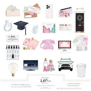 finanza icona clipart, adesivi digitali, PNG, soldi, bollette, budget, promemoria, icone