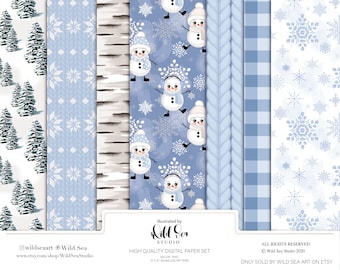 Snow Day Digital paper set, snowflakes, winter, cozy