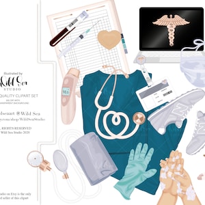 Medical Tools Digital clipart set, nurse, doctor