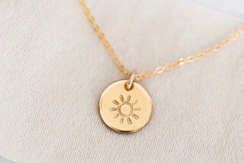 Tiny Sunshine Necklace | Gold, Silver, Rose Gold | Sun Disc Necklace …