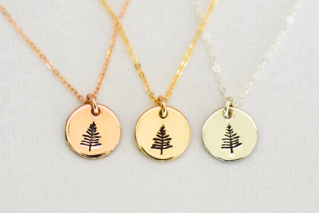 Tiny Pine Tree Necklace | Evergreen  Necklace | Christmas Necklace Gi…