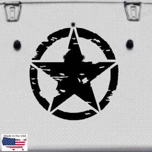 Clausen&#39;s World - Distressed US ARMY Military STAR Hood Door Vinyl Decals 3 sizes - Compatible with Jeep Wrangler and most Cars, Trucks