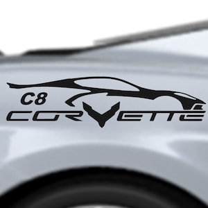 Clausen&#39;s World - New Design - Corvette Car Blackout Vinyl Decal Sticker qty 2 Racing Stripes - Compatible with Corvette C8