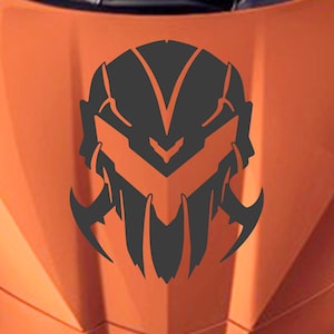 Clausen&#39;s World Design VETTATOR SKULL Hood/Door/Window Vinyl Decal 3 sizes - Compatible with Corvette C8