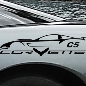 Clausen&#39;s World - CORVETTE Blackout Vinyl Decal Sticker qty 2 Racing Stripes - Compatible with Corvette C5