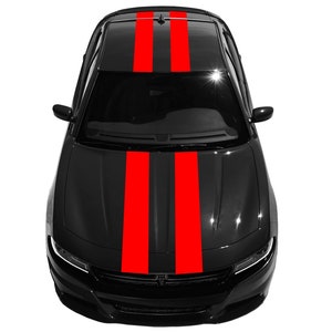 Clausen&#39;s World 9&quot; Double Center Racing Stripes Vinyl Decal - Compatible with Dodge Charger