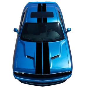 Clausen&#39;s World 9&quot; Double Center Racing Stripes Vinyl Decal - Compatible with Dodge CHALLENGER