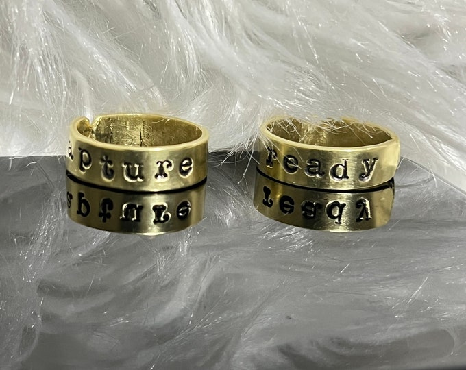 Hand Stamped Inspirational jewelry,Christian ring, Christian jewelry ring “Rapture Ready”