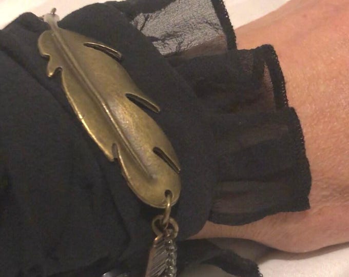 Angel wing bracelet , bohemian findings, feather shape jewelry , love and friendship,  protection charm.