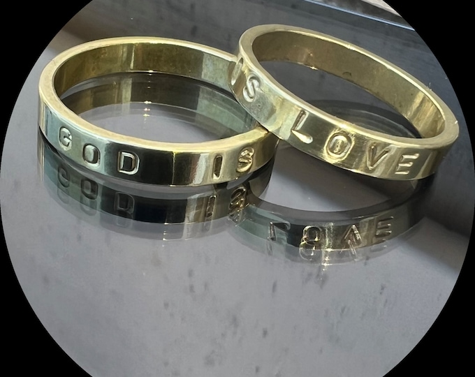 God Is Love Gold Color Stainless Steel Ring , size 7