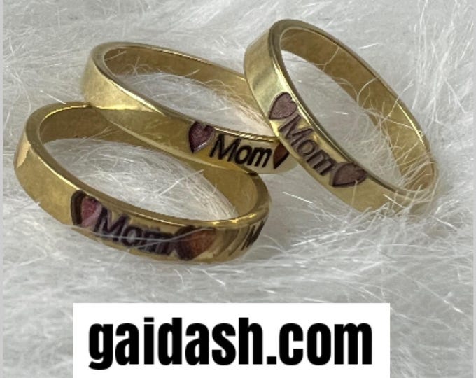 Mother’s Day Gift Jewelry Ring with engraved word “mom “ and hearts